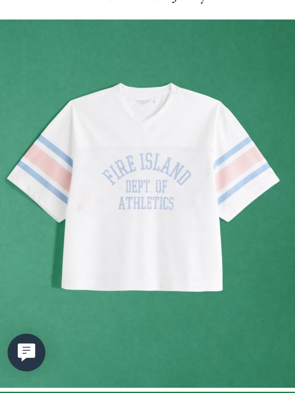 Abercrombie & Fitch PRIDE White Mesh Tee with Pastel Blue and Pink Stripes